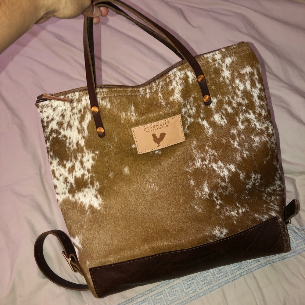 Meanwhile on the farm cowhide backpack